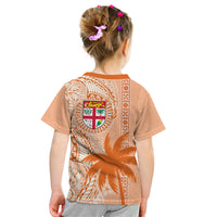 Bula Fiji Kid T Shirt Tropical Flower and Tapa Pattern Peach Fuzz Color LT03 - Polynesian Pride