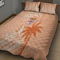 Bula Fiji Quilt Bed Set Tropical Flower and Tapa Pattern Peach Fuzz Color LT03 - Polynesian Pride