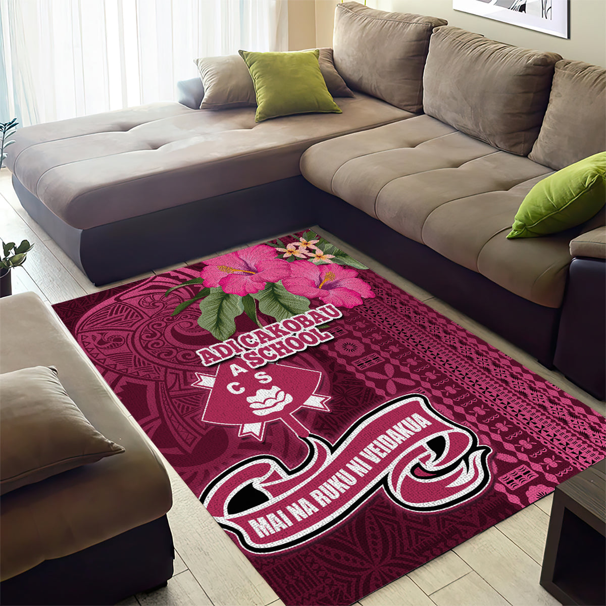 Fiji Adi Cakobau School Area Rug Tropical Flower and Tapa Pattern LT03 - Polynesian Pride