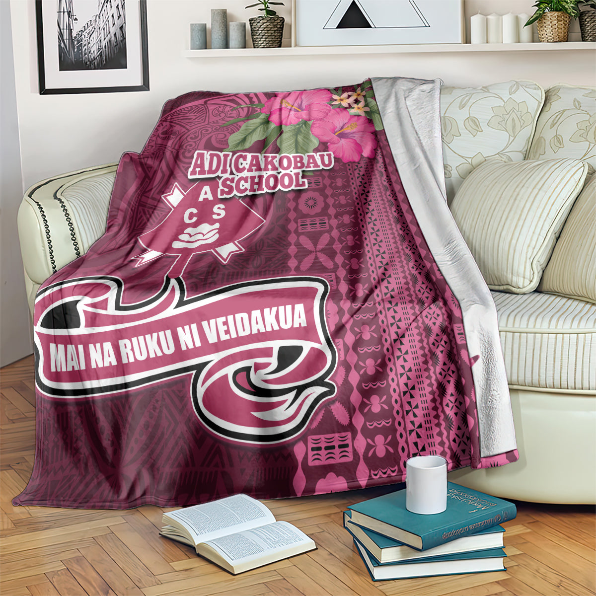 Fiji Adi Cakobau School Blanket Tropical Flower and Tapa Pattern LT03 - Polynesian Pride