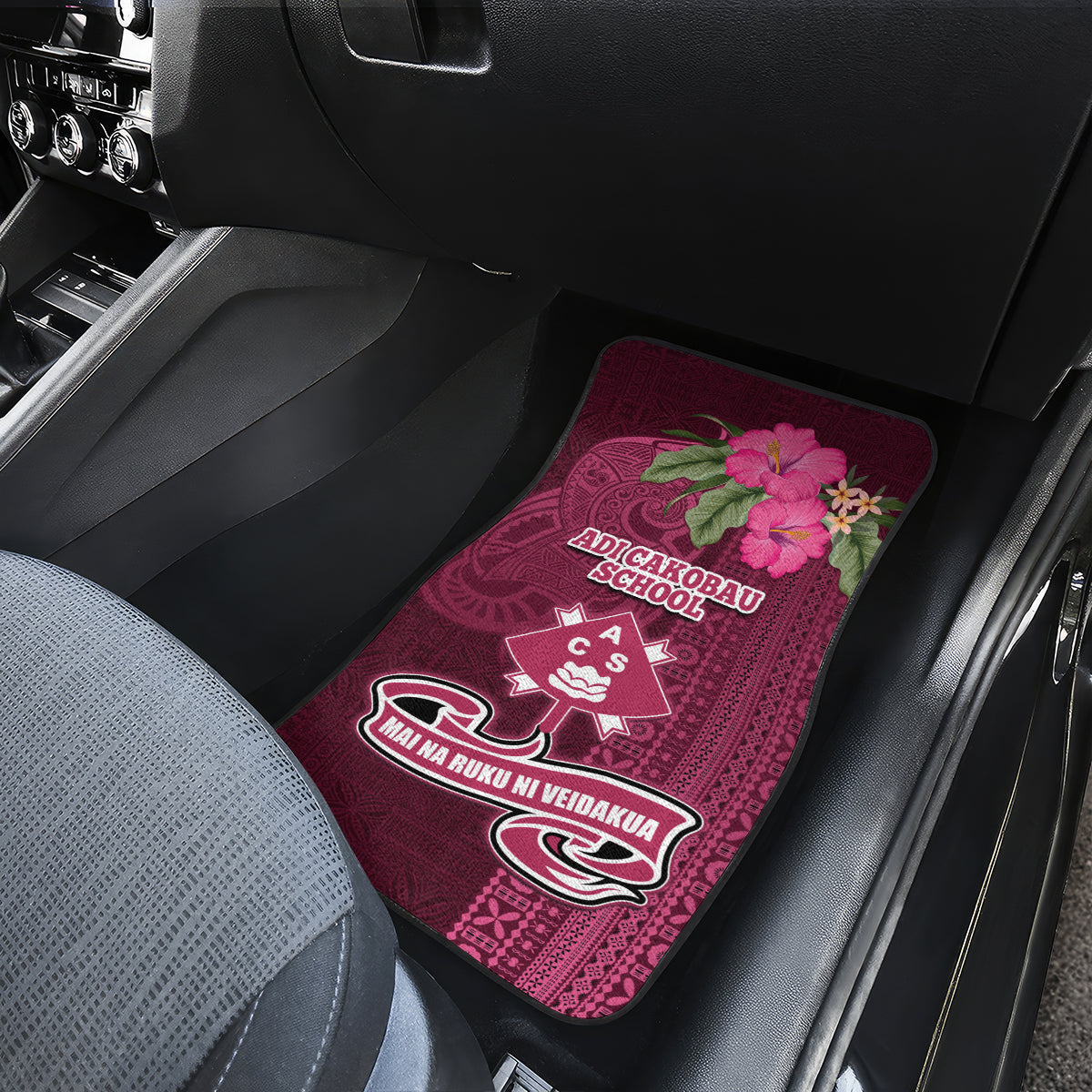 Fiji Adi Cakobau School Car Mats Tropical Flower and Tapa Pattern LT03 - Polynesian Pride