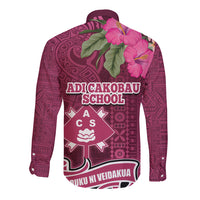 Fiji Adi Cakobau School Long Sleeve Button Shirt Tropical Flower and Tapa Pattern LT03 - Polynesian Pride