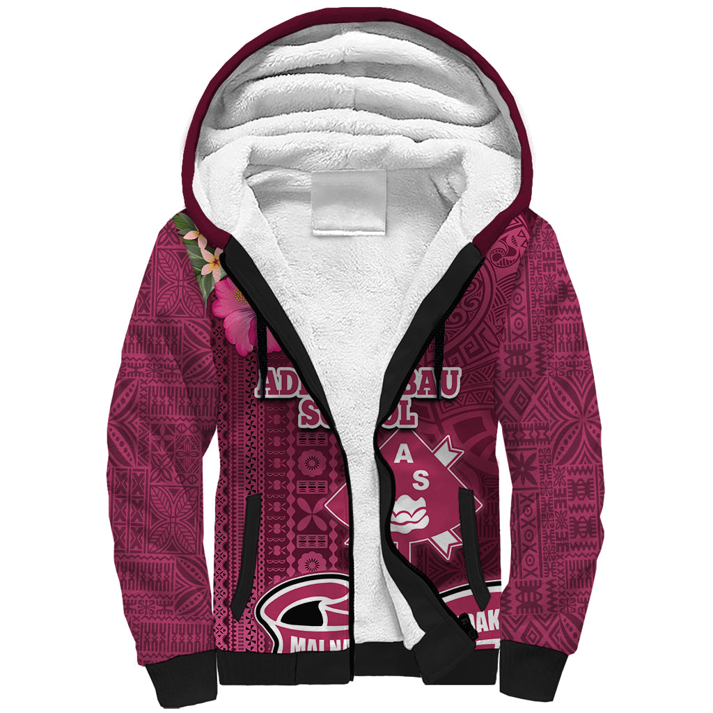 Fiji Adi Cakobau School Sherpa Hoodie Tropical Flower and Tapa Pattern LT03 Unisex Pink - Polynesian Pride