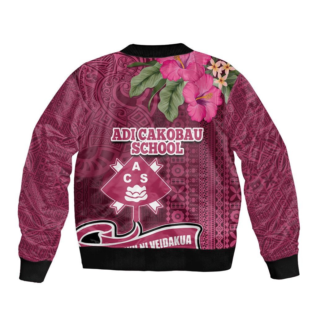 Fiji Adi Cakobau School Sleeve Zip Bomber Jacket Tropical Flower and Tapa Pattern LT03 - Polynesian Pride