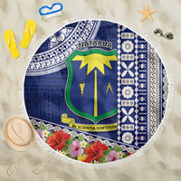 Fiji Natabua High School Beach Blanket Tropical Flower and Tapa Pattern Blue Style LT03 One Size 150cm Blue - Polynesian Pride
