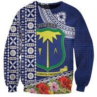Fiji Natabua High School Sweatshirt Tropical Flower and Tapa Pattern Blue Style LT03 Unisex Blue - Polynesian Pride