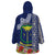 Fiji Natabua High School Wearable Blanket Hoodie Tropical Flower and Tapa Pattern Blue Style LT03 - Polynesian Pride