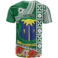 Fiji Natabua High School T Shirt Tropical Flower and Tapa Pattern Green Style LT03 - Polynesian Pride