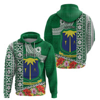 Fiji Natabua High School Zip Hoodie Tropical Flower and Tapa Pattern Green Style LT03 - Polynesian Pride