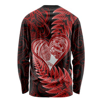 New Zealand Valentine Day Long Sleeve Shirt Aotearoa Warrior and Woman Love Story Silver Fern Koru Red Style LT03 - Polynesian Pride