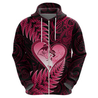New Zealand Valentine Day Hoodie Aotearoa Warrior Love Story Silver Fern Koru Pink Style LT03 - Polynesian Pride