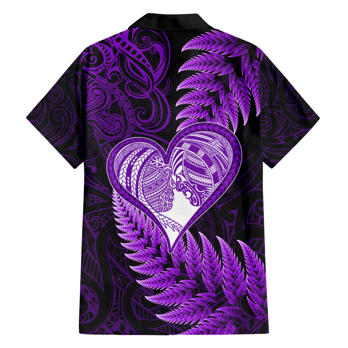 New Zealand Valentine Day Family Matching Summer Maxi Dress and Hawaiian Shirt Aotearoa Warrior Love Story Silver Fern Koru Purple Style LT03 - Polynesian Pride