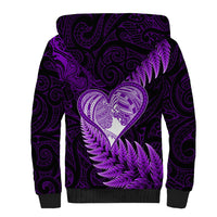 New Zealand Valentine Day Sherpa Hoodie Aotearoa Warrior Love Story Silver Fern Koru Purple Style LT03 - Polynesian Pride