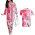 Hawaiian Cocktail Valentine Day Couples Matching Off The Shoulder Long Sleeve Dress and Hawaiian Shirt Hibiscus Kakau Pattern Pink Version LT03 Pink - Polynesian Pride