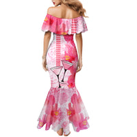 Hawaiian Cocktail Valentine Day Mermaid Dress Hibiscus Kakau Pattern Pink Version LT03 - Polynesian Pride