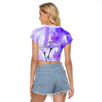 Hawaiian Cocktail Valentine Day Raglan Cropped T Shirt Hibiscus Kakau Pattern Purple Version LT03 - Polynesian Pride