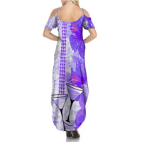 Hawaiian Cocktail Valentine Day Summer Maxi Dress Hibiscus Kakau Pattern Purple Version LT03 - Polynesian Pride