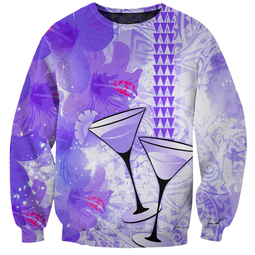 Hawaiian Cocktail Valentine Day Sweatshirt Hibiscus Kakau Pattern Purple Version LT03 Unisex Purple - Polynesian Pride