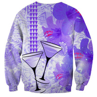 Hawaiian Cocktail Valentine Day Sweatshirt Hibiscus Kakau Pattern Purple Version LT03 - Polynesian Pride