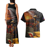 Slouch Hat and Biscuits ANZAC Couples Matching Tank Maxi Dress and Hawaiian Shirt with Soldier Silver Fern LT03 - Polynesian Pride