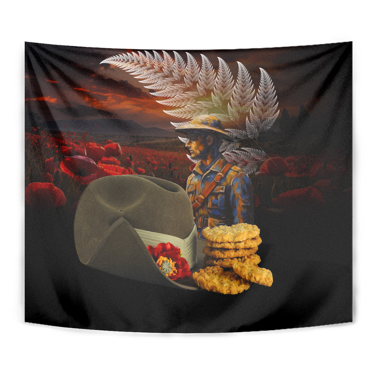 Slouch Hat and Biscuits ANZAC Tapestry with Soldier Silver Fern LT03 - Polynesian Pride