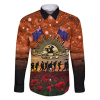 The Rising Sun Badge ANZAC Family Matching Summer Maxi Dress and Hawaiian Shirt Last Post Field of Poppy Starry Night Style LT03 Dad's Shirt - Long Sleeve Black - Polynesian Pride