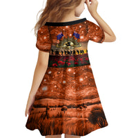 The Rising Sun Badge ANZAC Kid Short Sleeve Dress Last Post Field of Poppy Starry Night Style LT03 - Polynesian Pride
