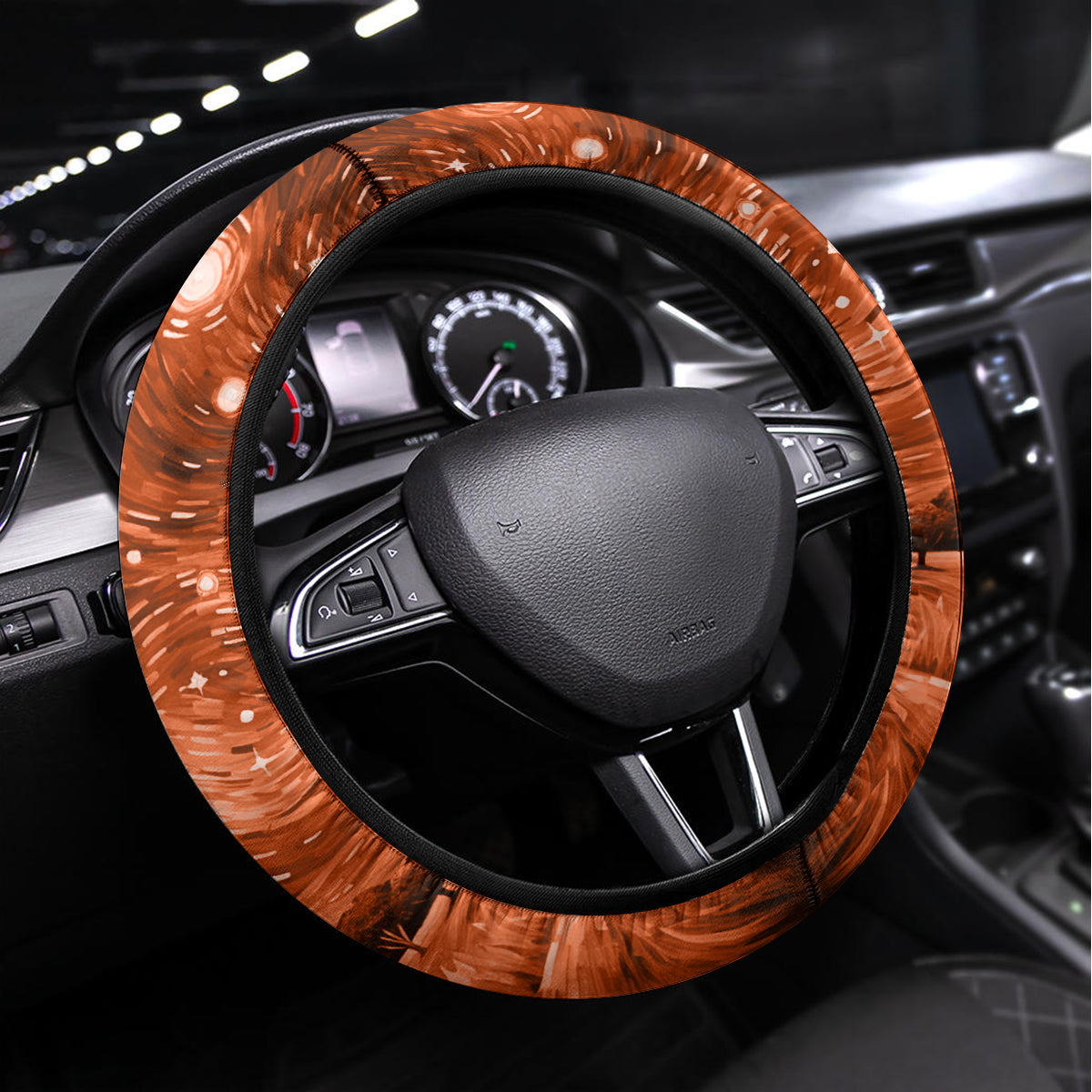 The Rising Sun Badge ANZAC Steering Wheel Cover Last Post Field of Poppy Starry Night Style LT03 Universal Fit Black - Polynesian Pride