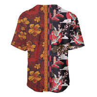 Japanese Culture Hawaii Style Baseball Jersey Hawaiian Tribal and Japanese Pattern Together Culture LT03 - Polynesian Pride