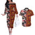 Pan-Pacific Festival Couples Matching Off The Shoulder Long Sleeve Dress and Hawaiian Shirt Hawaiian Tribal and Japanese Pattern Together Culture