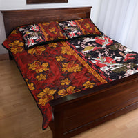 Pan-Pacific Festival Quilt Bed Set Hawaiian Tribal and Japanese Pattern Together Culture