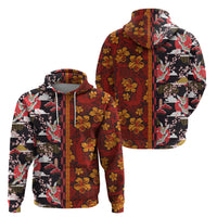 Japanese Culture Hawaii Style Zip Hoodie Hawaiian Tribal and Japanese Pattern Together Culture LT03 - Polynesian Pride