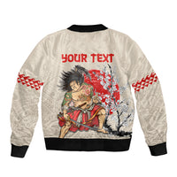 Personalised Pan-Pacific Festival Bomber Jacket Japanese Samurai with Hawaiian Pattern