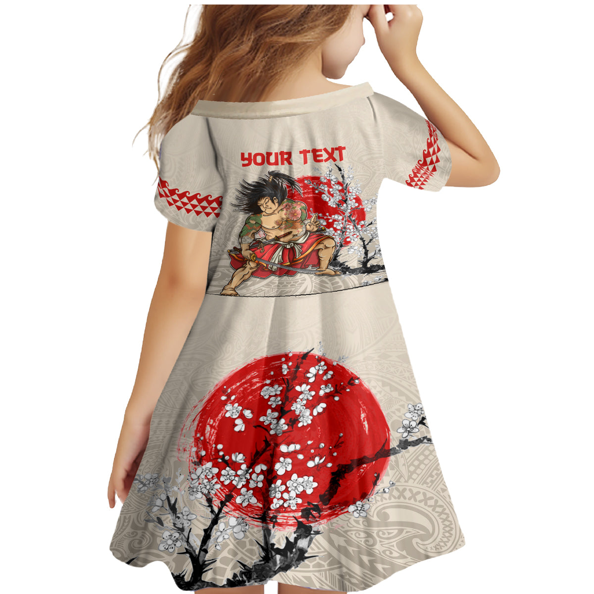 Personalised Japanese Culture Hawaii Style Family Matching Mermaid Dress and Hawaiian Shirt Japanese Samurai with Hawaiian Pattern LT03 - Polynesian Pride