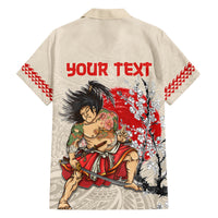 Personalised Japanese Culture Hawaii Style Family Matching Off Shoulder Short Dress and Hawaiian Shirt Japanese Samurai with Hawaiian Pattern LT03 - Polynesian Pride