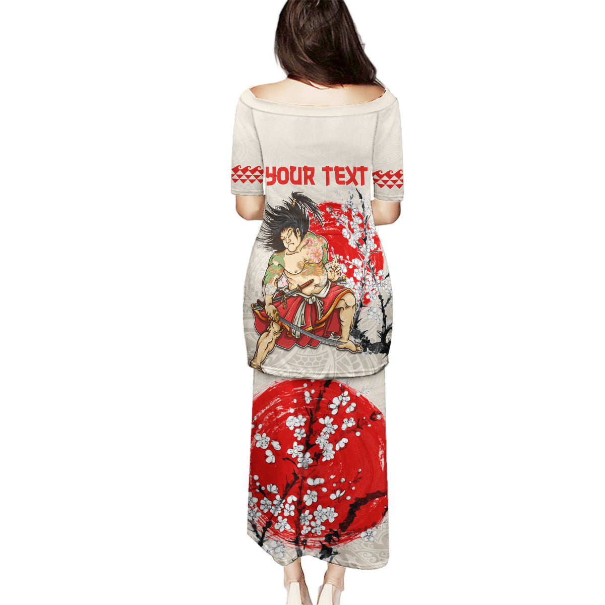Personalised Japanese Culture Hawaii Style Family Matching Puletasi and Hawaiian Shirt Japanese Samurai with Hawaiian Pattern LT03 - Polynesian Pride