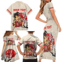 Personalised Japanese Culture Hawaii Style Family Matching Short Sleeve Bodycon Dress and Hawaiian Shirt Japanese Samurai with Hawaiian Pattern LT03 - Polynesian Pride