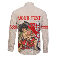Personalised Japanese Culture Hawaii Style Family Matching Short Sleeve Bodycon Dress and Hawaiian Shirt Japanese Samurai with Hawaiian Pattern LT03 - Polynesian Pride
