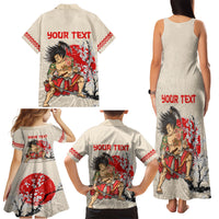 Personalised Japanese Culture Hawaii Style Family Matching Tank Maxi Dress and Hawaiian Shirt Japanese Samurai with Hawaiian Pattern LT03 - Polynesian Pride