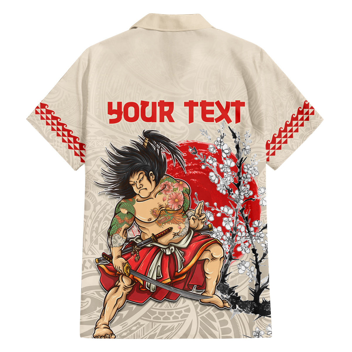 Personalised Japanese Culture Hawaii Style Family Matching Tank Maxi Dress and Hawaiian Shirt Japanese Samurai with Hawaiian Pattern LT03 - Polynesian Pride