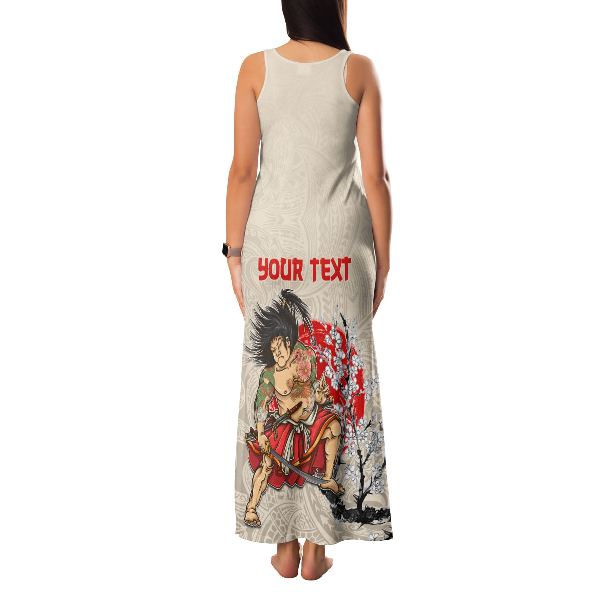 Personalised Japanese Culture Hawaii Style Family Matching Tank Maxi Dress and Hawaiian Shirt Japanese Samurai with Hawaiian Pattern LT03 - Polynesian Pride