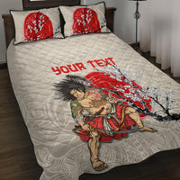 Personalised Pan-Pacific Festival Quilt Bed Set Japanese Samurai with Hawaiian Pattern