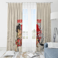 Personalised Pan-Pacific Festival Window Curtain Japanese Samurai with Hawaiian Pattern