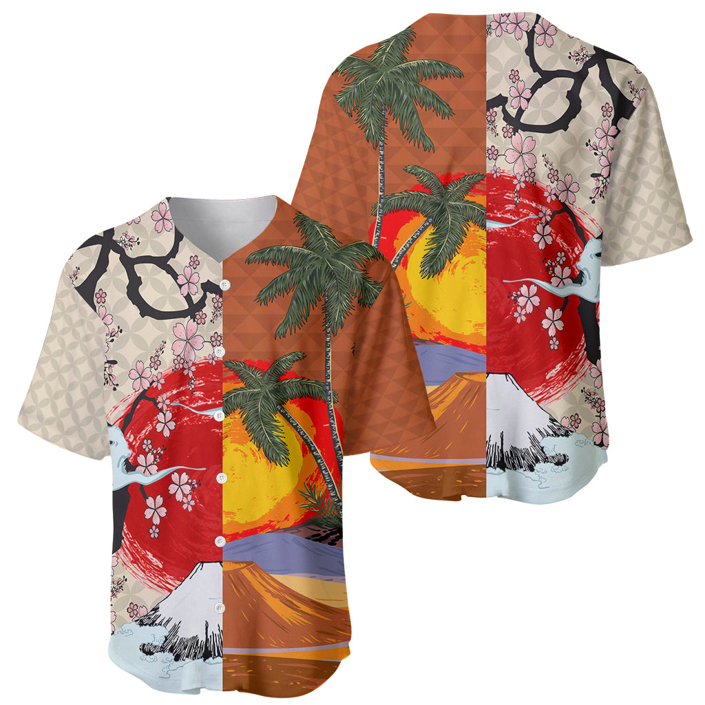 Japanese Culture Hawaii Style Baseball Jersey Mauna Kea and Fuji Mountains LT03 - Polynesian Pride
