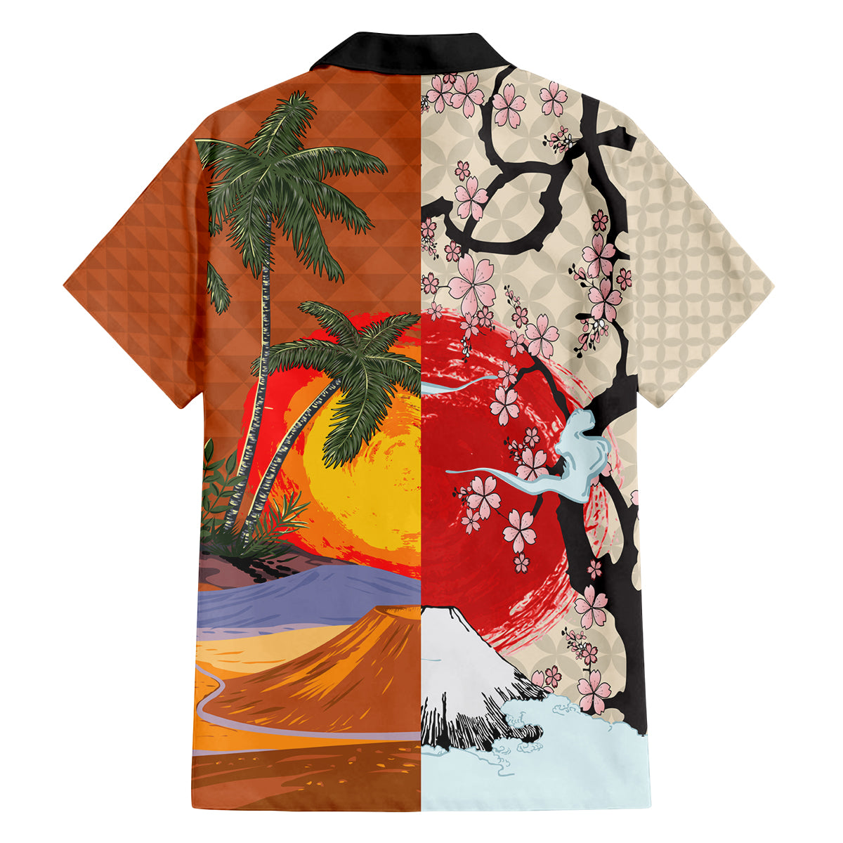 Japanese Culture Hawaii Style Family Matching Tank Maxi Dress and Hawaiian Shirt Mauna Kea and Fuji Mountains LT03 - Polynesian Pride