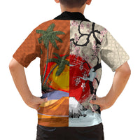 Pan-Pacific Festival Kid Hawaiian Shirt Mauna Kea and Fuji Mountains