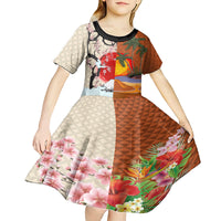 Pan-Pacific Festival Kid Short Sleeve Dress Mauna Kea and Fuji Mountains