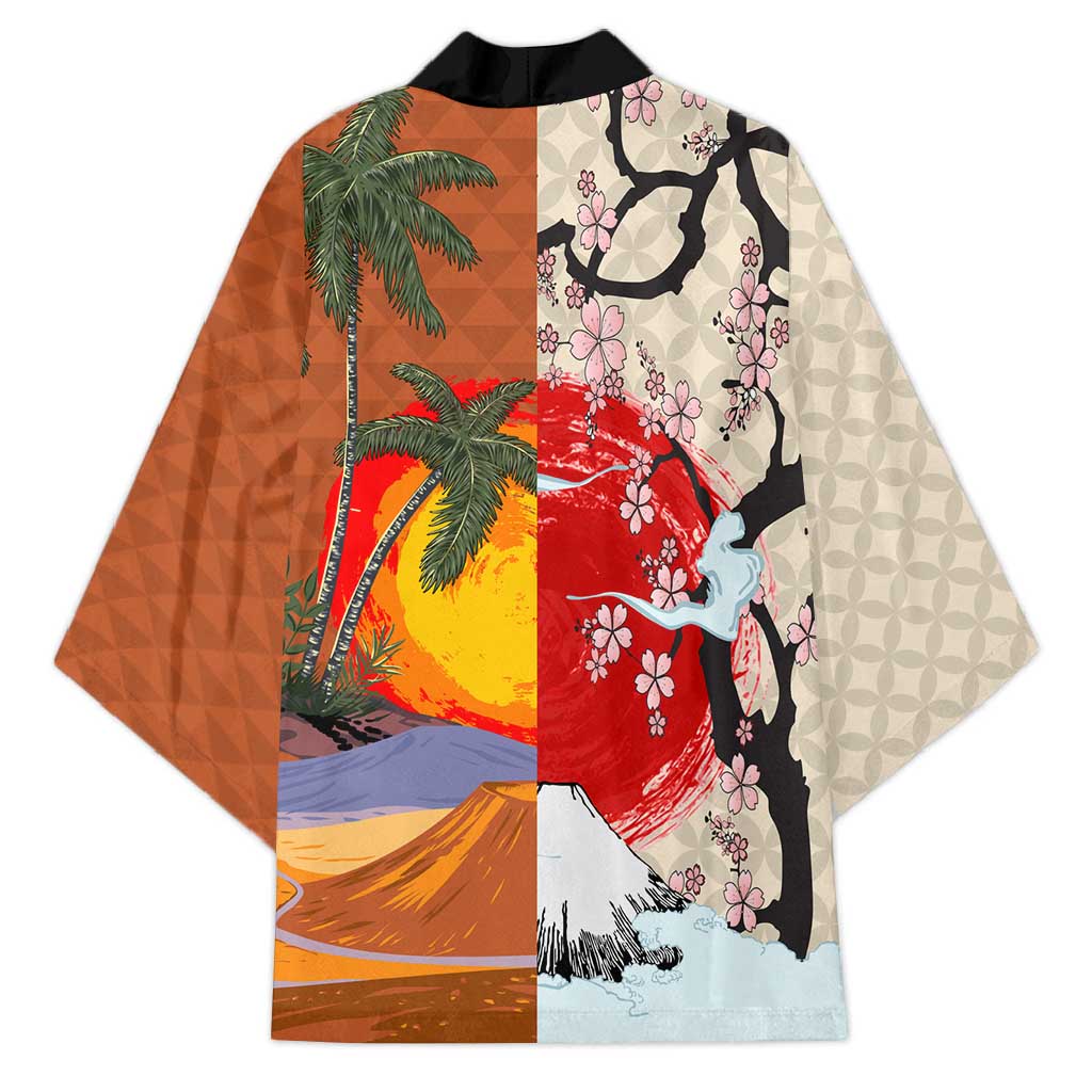 Japanese Culture Hawaii Style Kimono Mauna Kea and Fuji Mountains - Polynesian Pride
