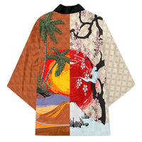 Japanese Culture Hawaii Style Kimono Mauna Kea and Fuji Mountains - Polynesian Pride