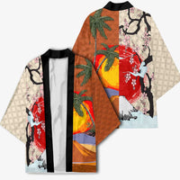 Japanese Culture Hawaii Style Kimono Mauna Kea and Fuji Mountains - Polynesian Pride